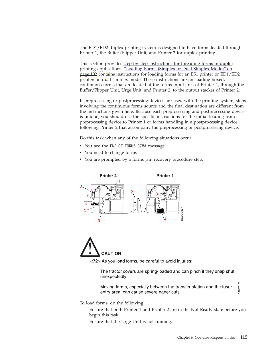 Loading forms (duplex mode), Loading forms, Loading forms (duplex mode)” on | IBM INFO PRINT 3000 User Manual | Page 147 / 346