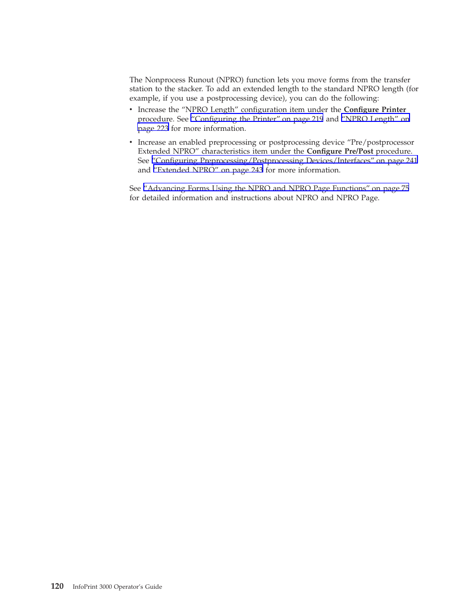 Nonprocess runout (npro) | IBM INFO PRINT 3000 User Manual | Page 152 / 346