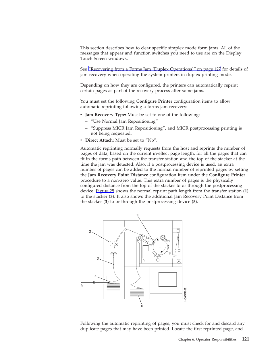 Recovering from a forms jam (simplex operations), Reprint path length, Recovering from a forms jam (simplex | Operations) | IBM INFO PRINT 3000 User Manual | Page 153 / 346