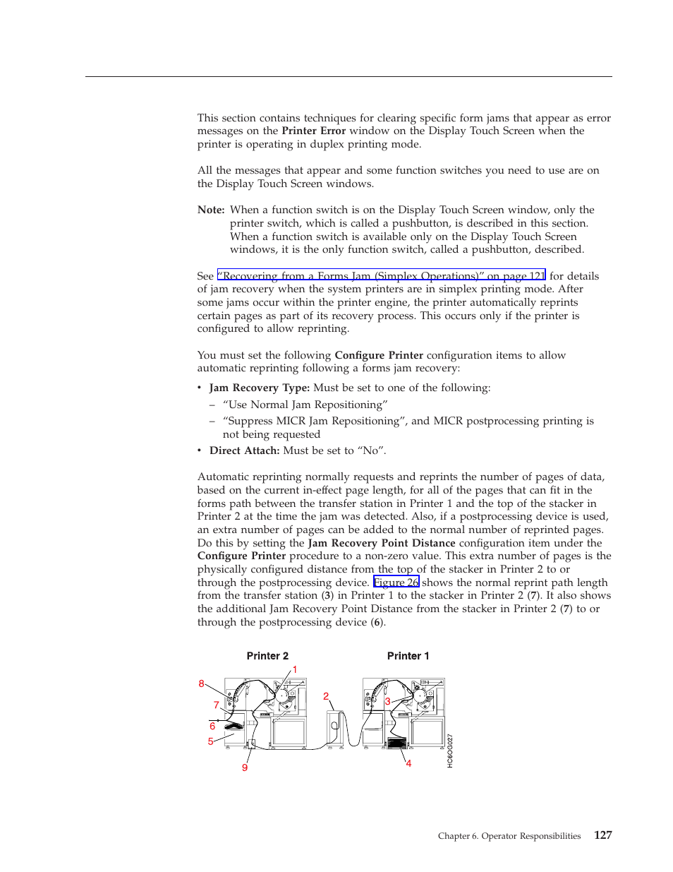 Duplex mode reprint path length, Recovering from a forms jam (duplex, Operations) | Recovering from a forms jam (duplex operations) | IBM INFO PRINT 3000 User Manual | Page 159 / 346