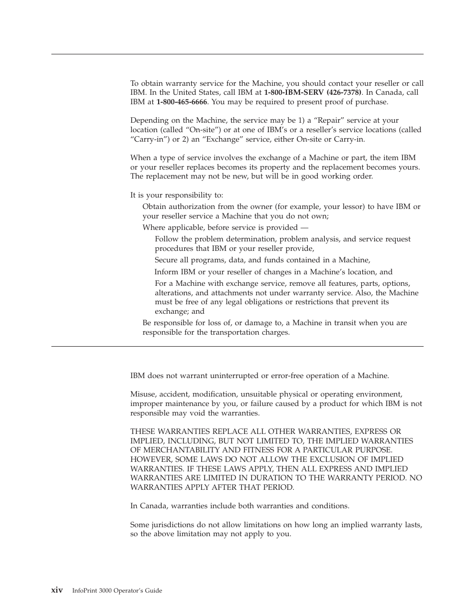 Warranty service, Extent of warranty | IBM INFO PRINT 3000 User Manual | Page 16 / 346