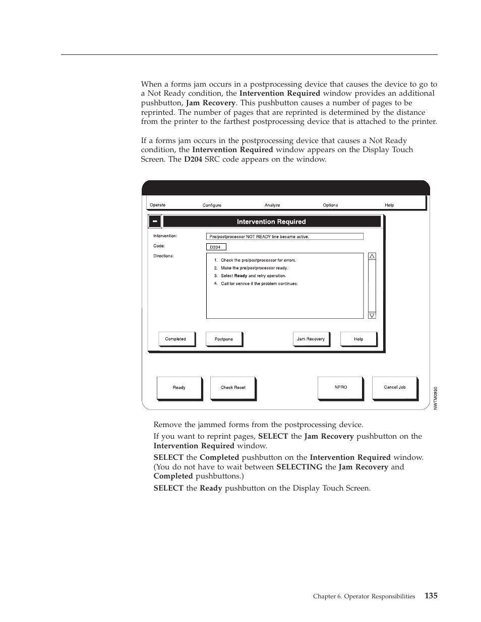 Recovering from a forms jam in the, Postprocessing device | IBM INFO PRINT 3000 User Manual | Page 167 / 346