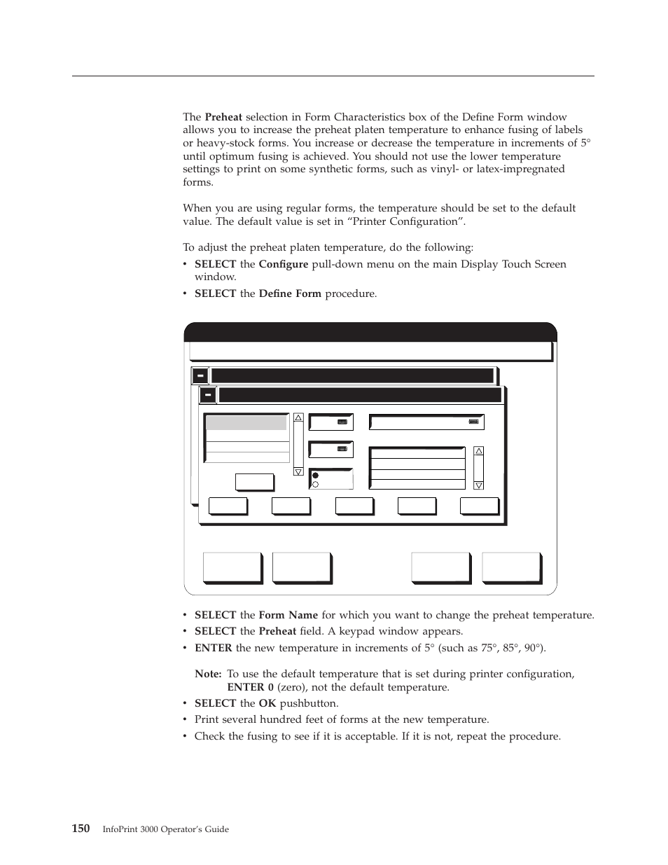 Adjusting the preheat temperature | IBM INFO PRINT 3000 User Manual | Page 182 / 346