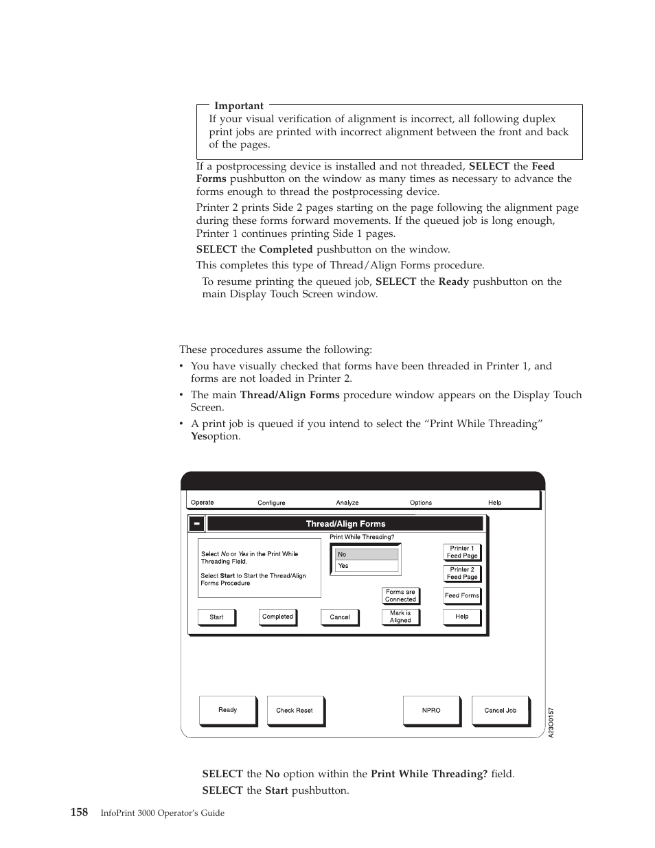 Forms are not loaded in printer 2, Threading without printing | IBM INFO PRINT 3000 User Manual | Page 190 / 346