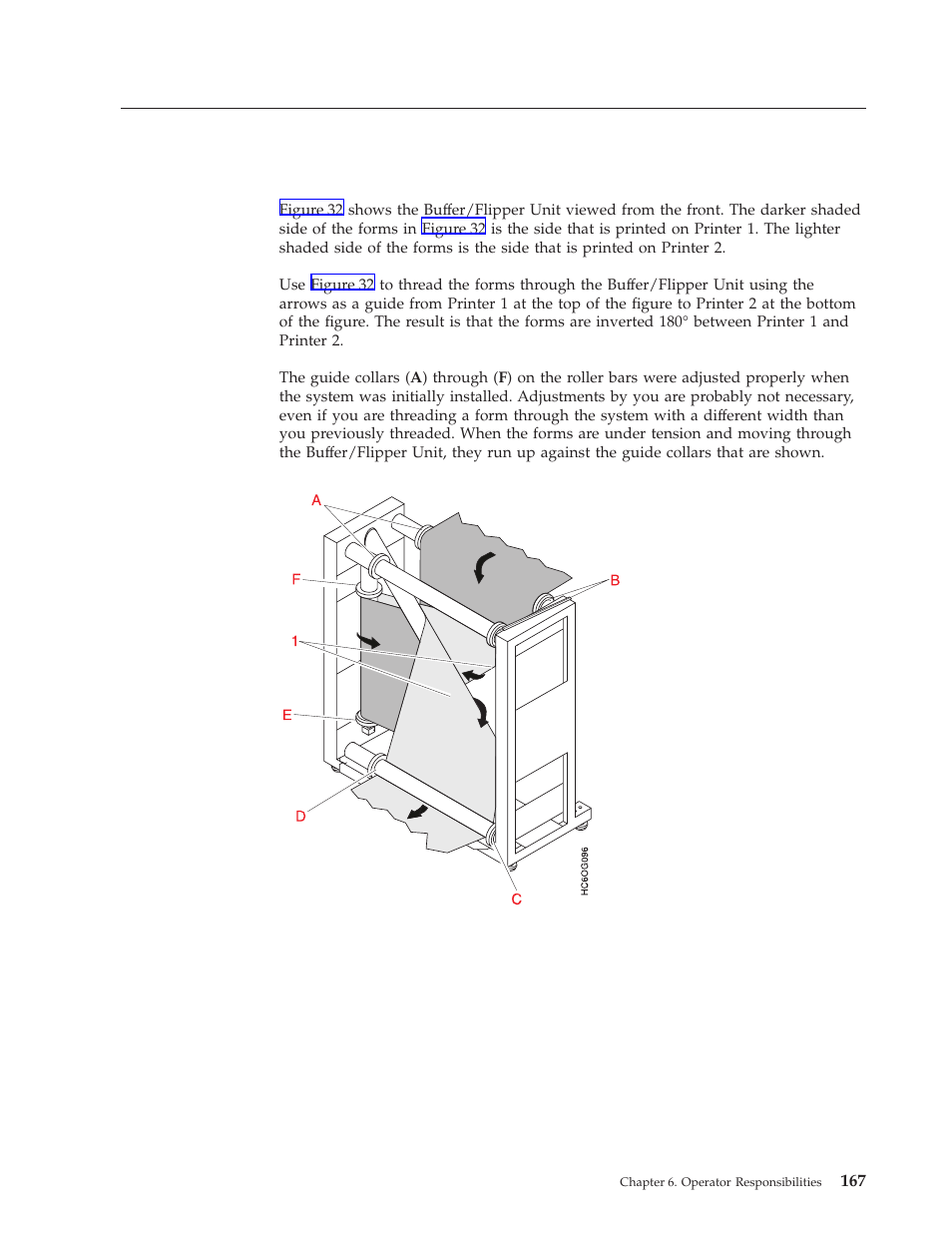 Threading the buffer/flipper unit, Straight line configuration, Inline configuration | Threading the | IBM INFO PRINT 3000 User Manual | Page 199 / 346