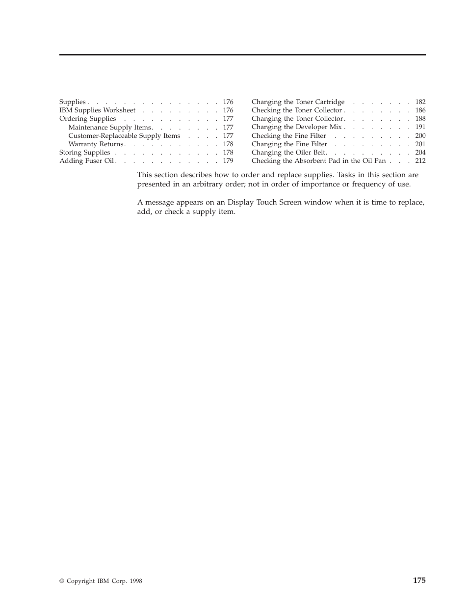 Chapter 7. ordering and replacing supplies, Chapter 7. ordering and replacing supplies” on | IBM INFO PRINT 3000 User Manual | Page 207 / 346