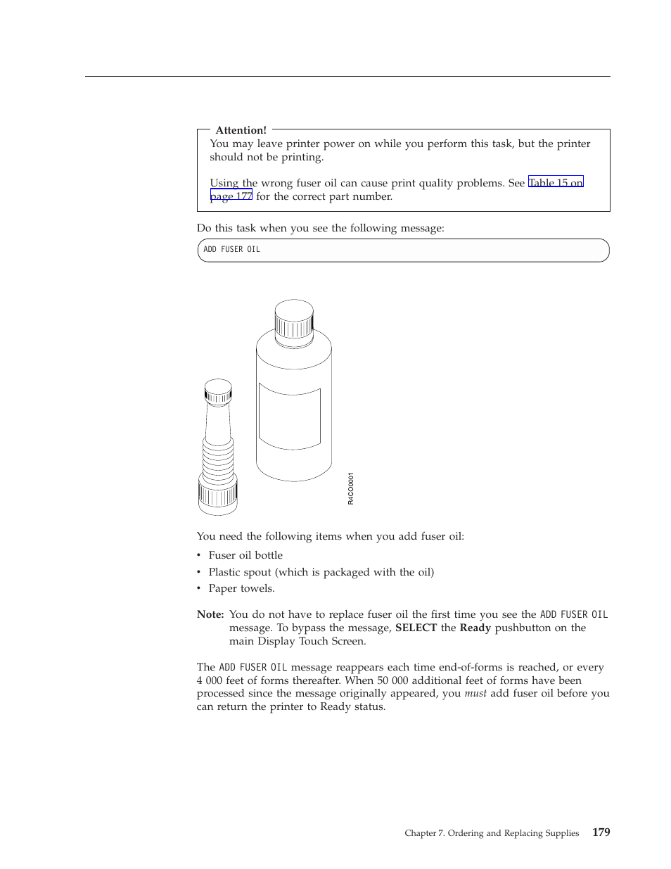 Adding fuser oil | IBM INFO PRINT 3000 User Manual | Page 211 / 346