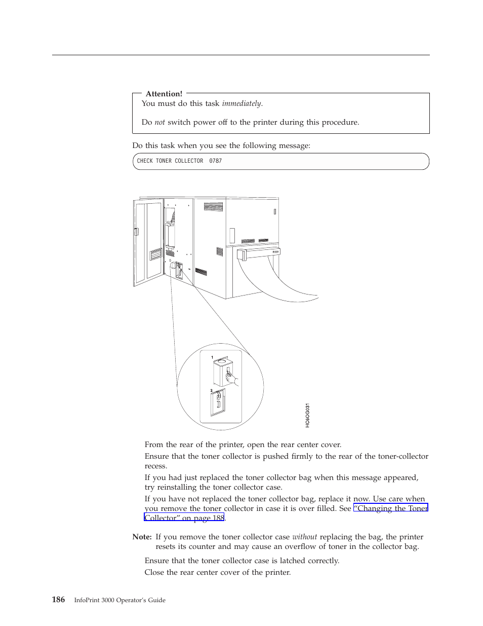 Checking the toner collector | IBM INFO PRINT 3000 User Manual | Page 218 / 346