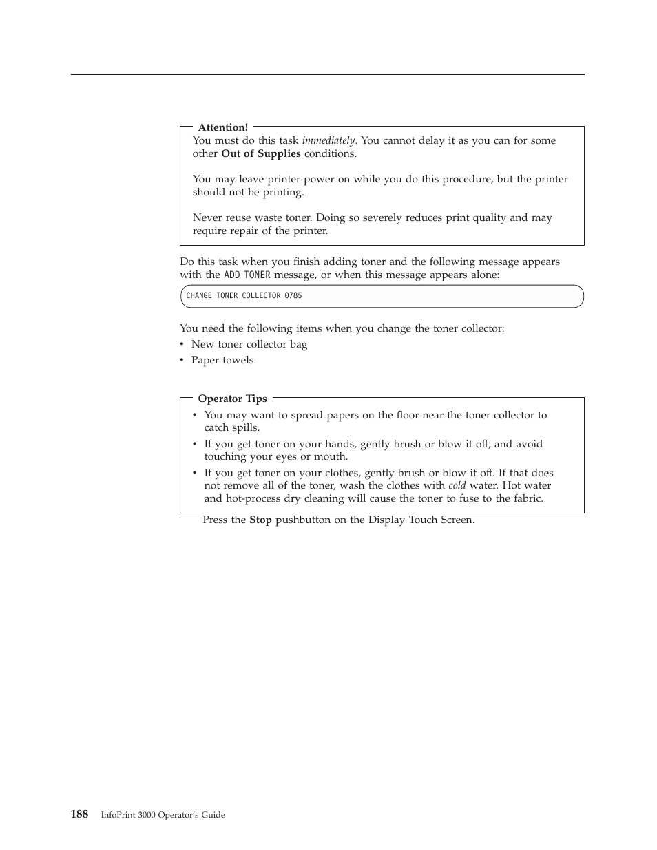 Changing the toner collector | IBM INFO PRINT 3000 User Manual | Page 220 / 346