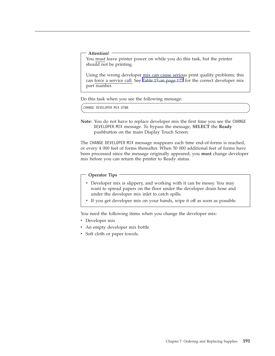 Changing the developer mix | IBM INFO PRINT 3000 User Manual | Page 223 / 346