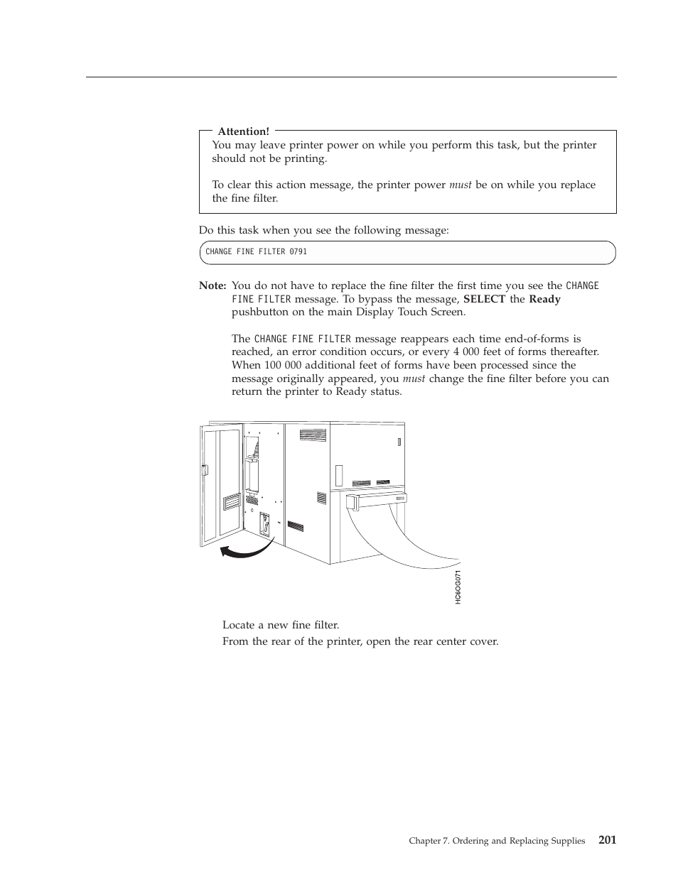 Changing the fine filter | IBM INFO PRINT 3000 User Manual | Page 233 / 346