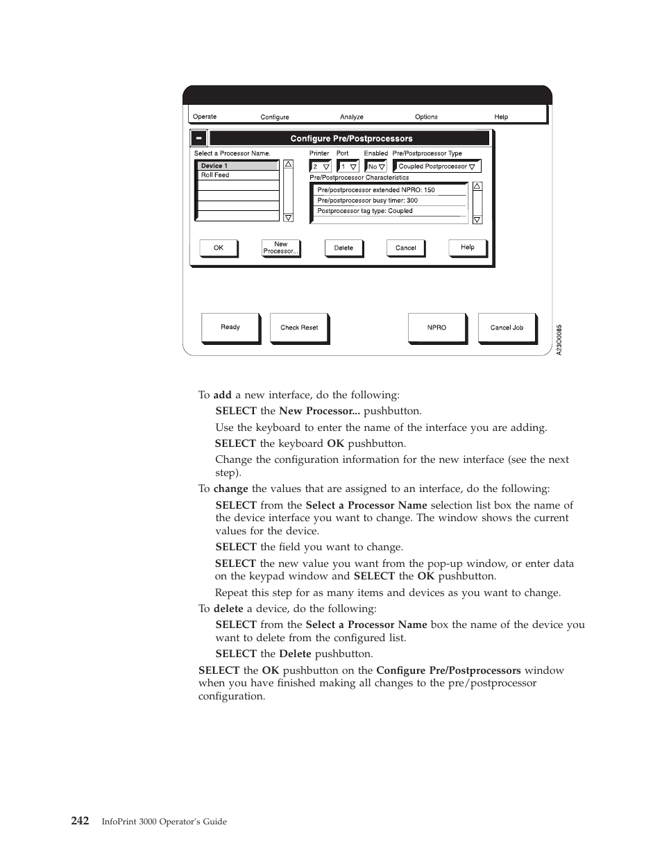 Configure pre/postprocessors window, Duplex mode | IBM INFO PRINT 3000 User Manual | Page 274 / 346