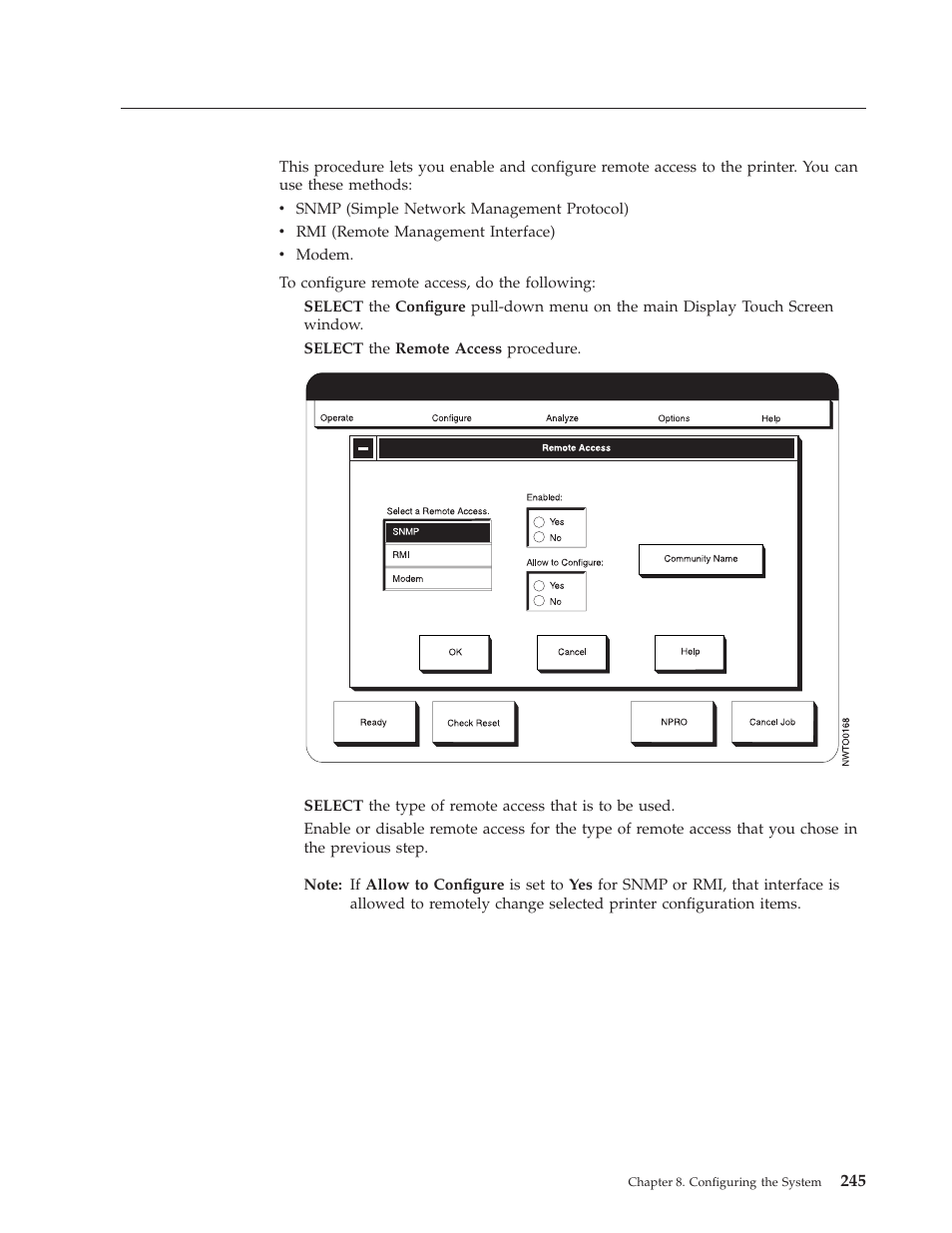 Configuring remote access | IBM INFO PRINT 3000 User Manual | Page 277 / 346