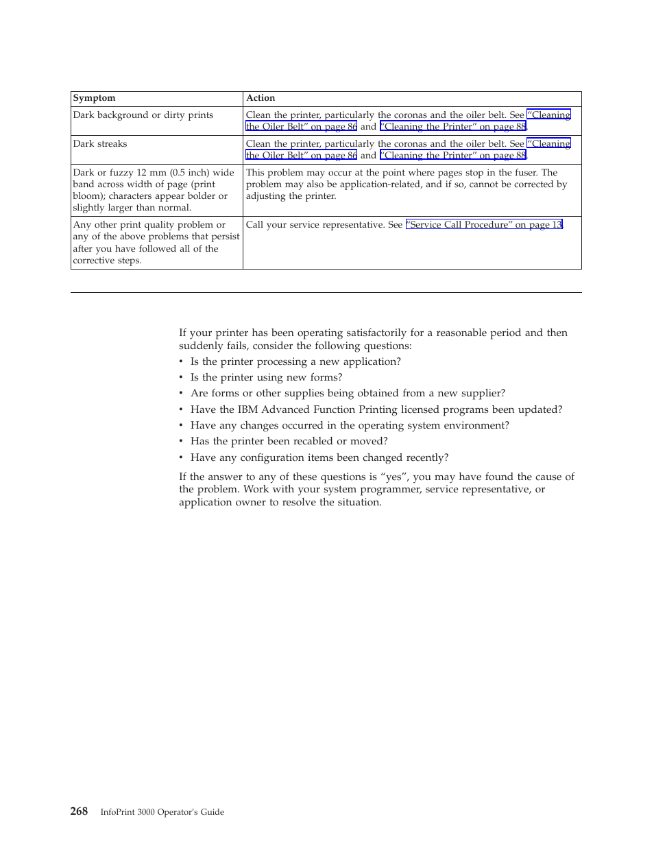 Sudden failures | IBM INFO PRINT 3000 User Manual | Page 300 / 346