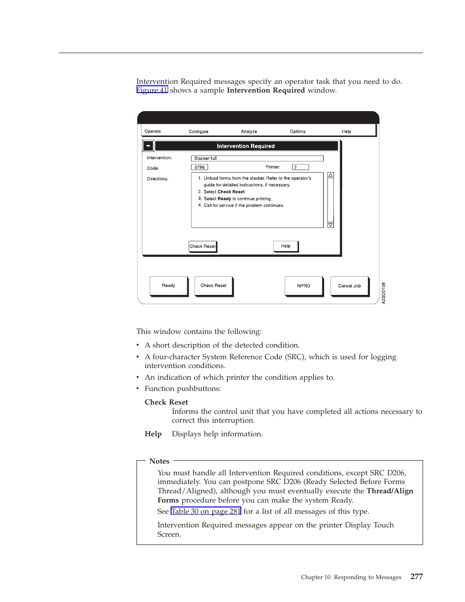 Intervention required messages, Intervention required window | IBM INFO PRINT 3000 User Manual | Page 309 / 346