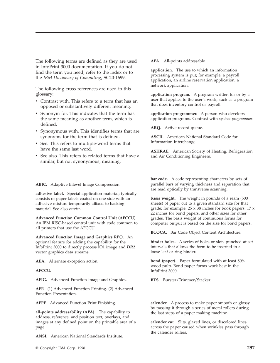 Glossary | IBM INFO PRINT 3000 User Manual | Page 329 / 346