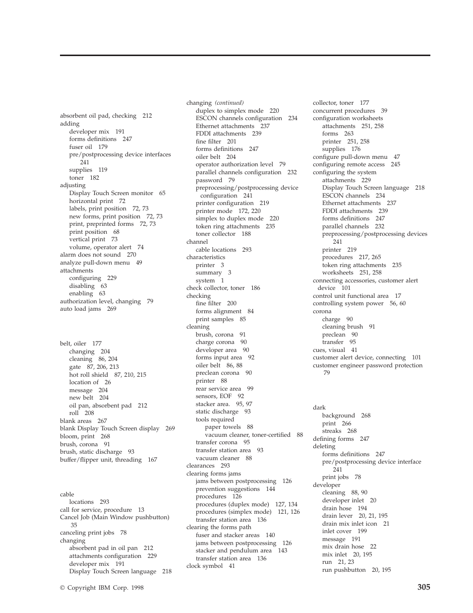 Index, Index a | IBM INFO PRINT 3000 User Manual | Page 337 / 346