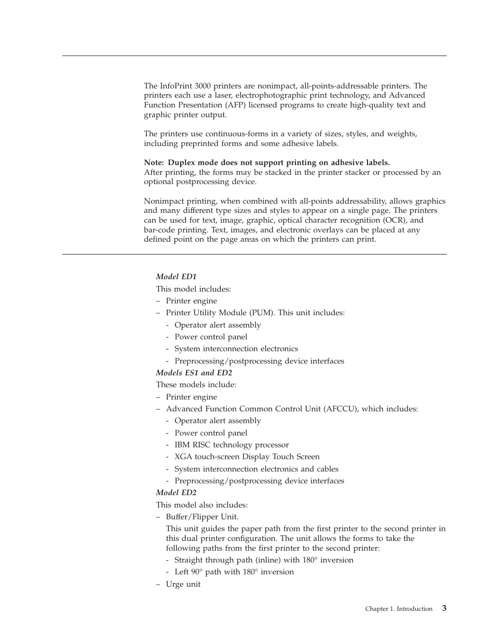 Printer characteristics, System components | IBM INFO PRINT 3000 User Manual | Page 35 / 346