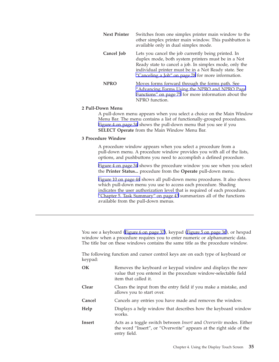 Keyboard, keypad, and hexpad windows | IBM INFO PRINT 3000 User Manual | Page 67 / 346