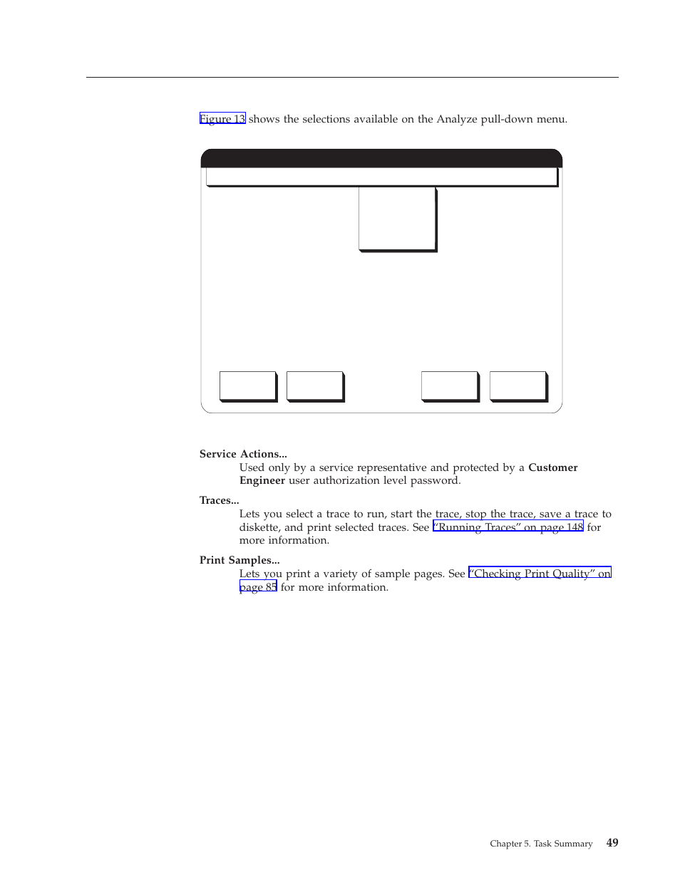 Analyze pull-down menu | IBM INFO PRINT 3000 User Manual | Page 81 / 346