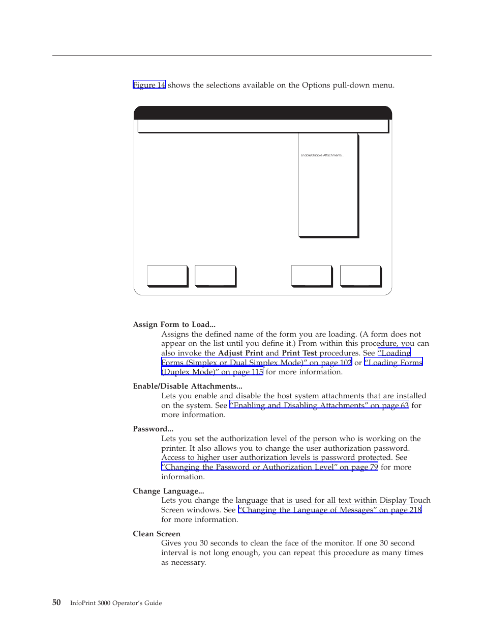 Options pull-down menu | IBM INFO PRINT 3000 User Manual | Page 82 / 346