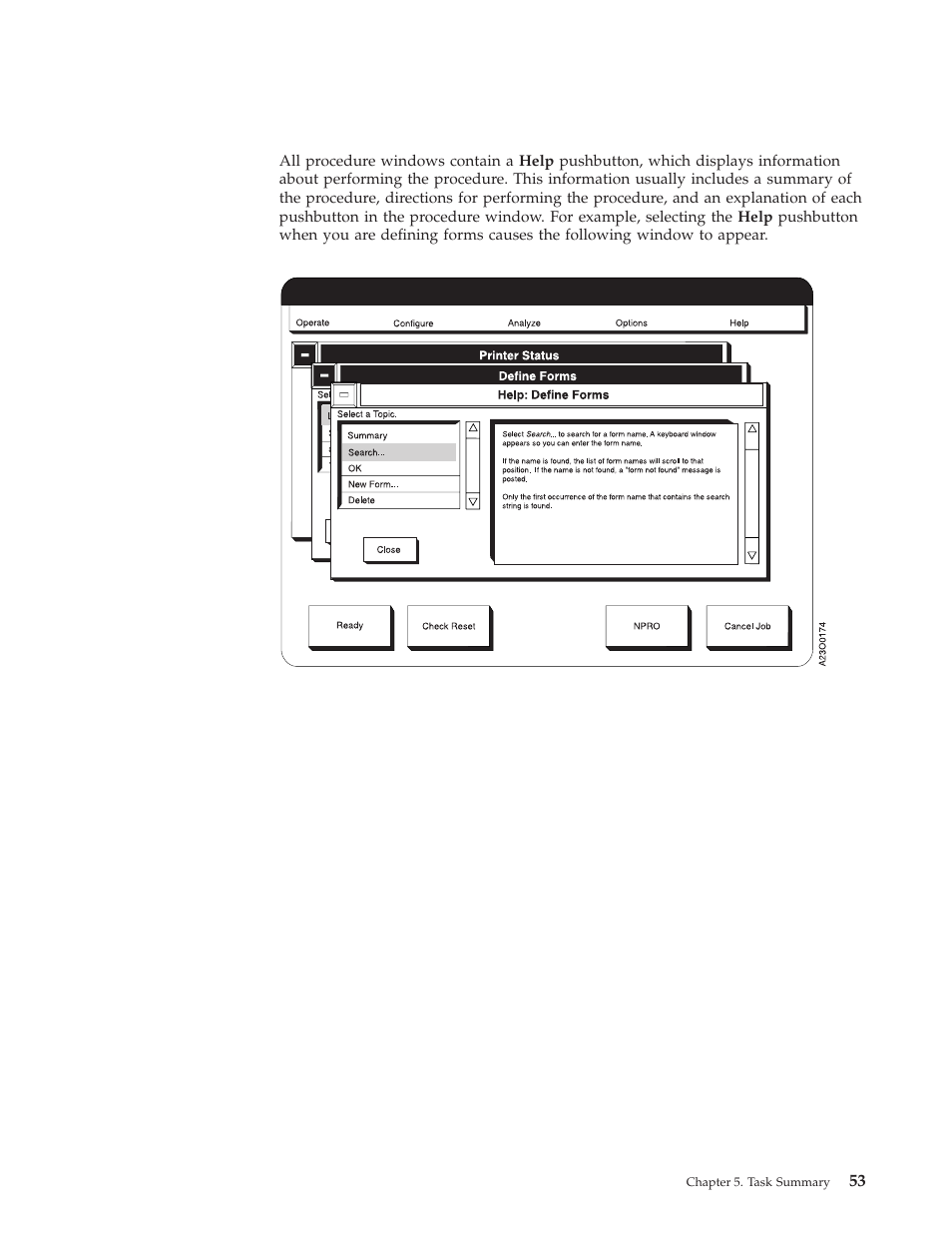 Additional help, Define forms help window | IBM INFO PRINT 3000 User Manual | Page 85 / 346