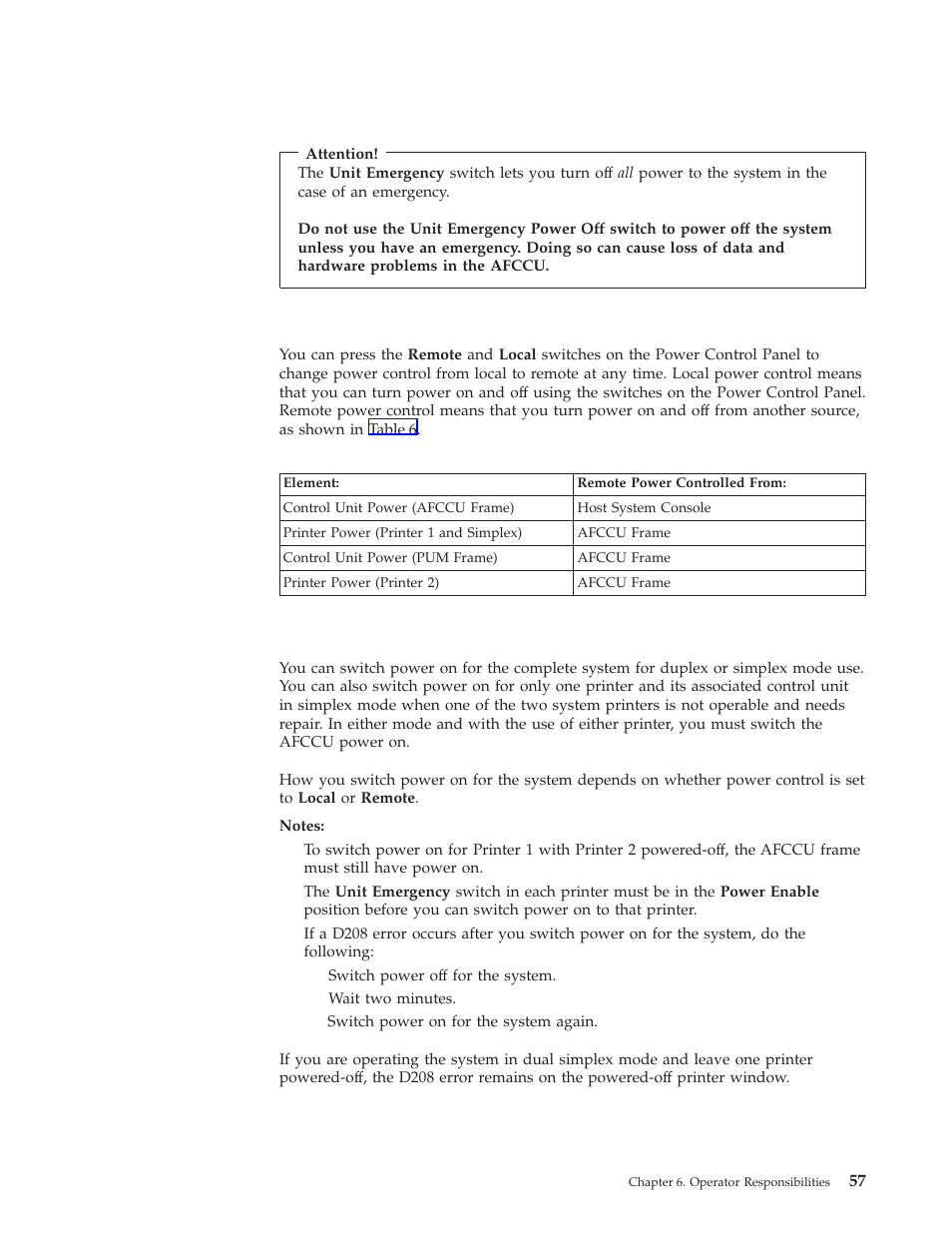 Local/remote power control, Powering on the system, Remote power control | IBM INFO PRINT 3000 User Manual | Page 89 / 346