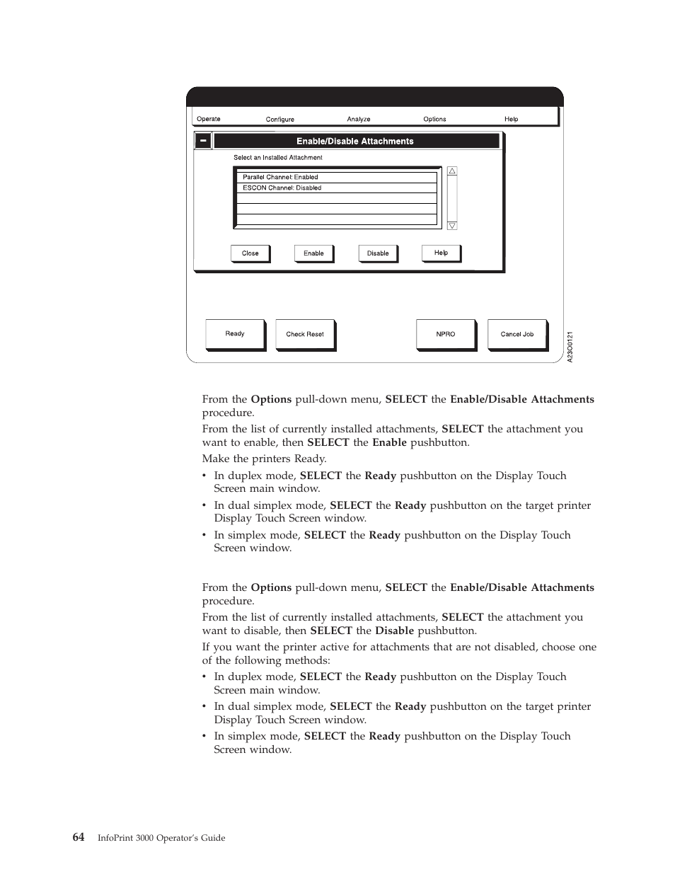 Enabling a host attachment, Disabling a host attachment | IBM INFO PRINT 3000 User Manual | Page 96 / 346