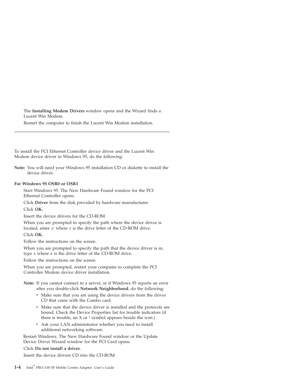 IBM MOBILE COMBO ADAPTER PRO/100 SP User Manual | Page 12 / 72
