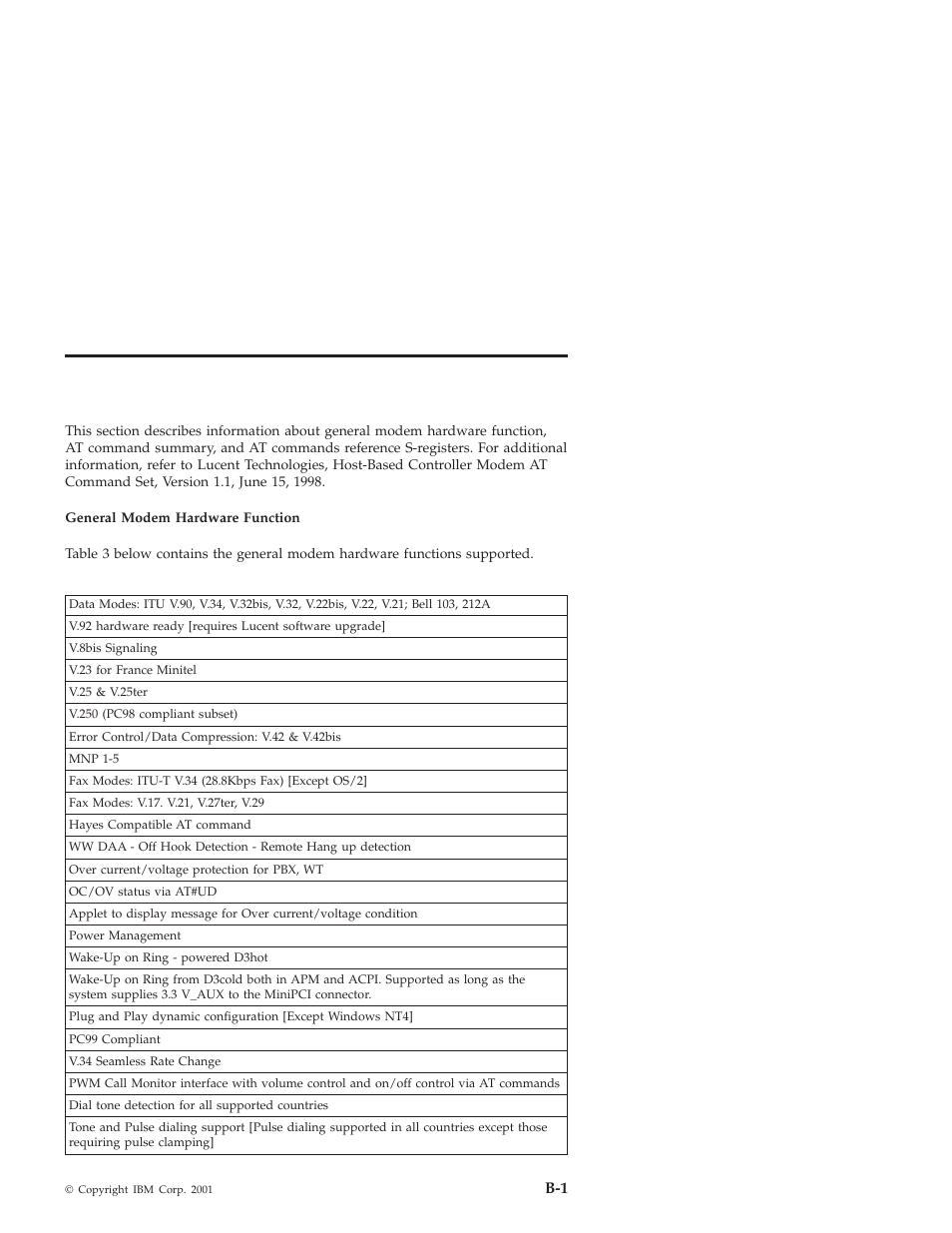 Appendix b. modem function | IBM MOBILE COMBO ADAPTER PRO/100 SP User Manual | Page 27 / 72