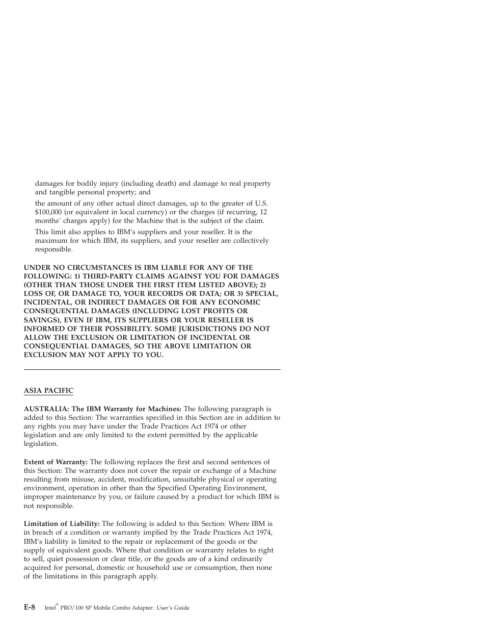 Part 2 - worldwide country-unique terms | IBM MOBILE COMBO ADAPTER PRO/100 SP User Manual | Page 54 / 72