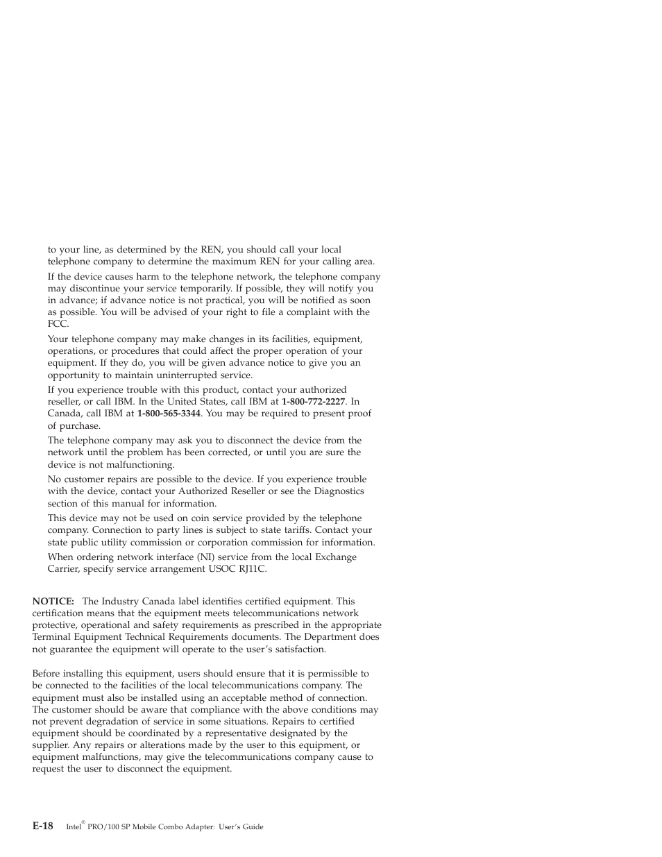IBM MOBILE COMBO ADAPTER PRO/100 SP User Manual | Page 64 / 72