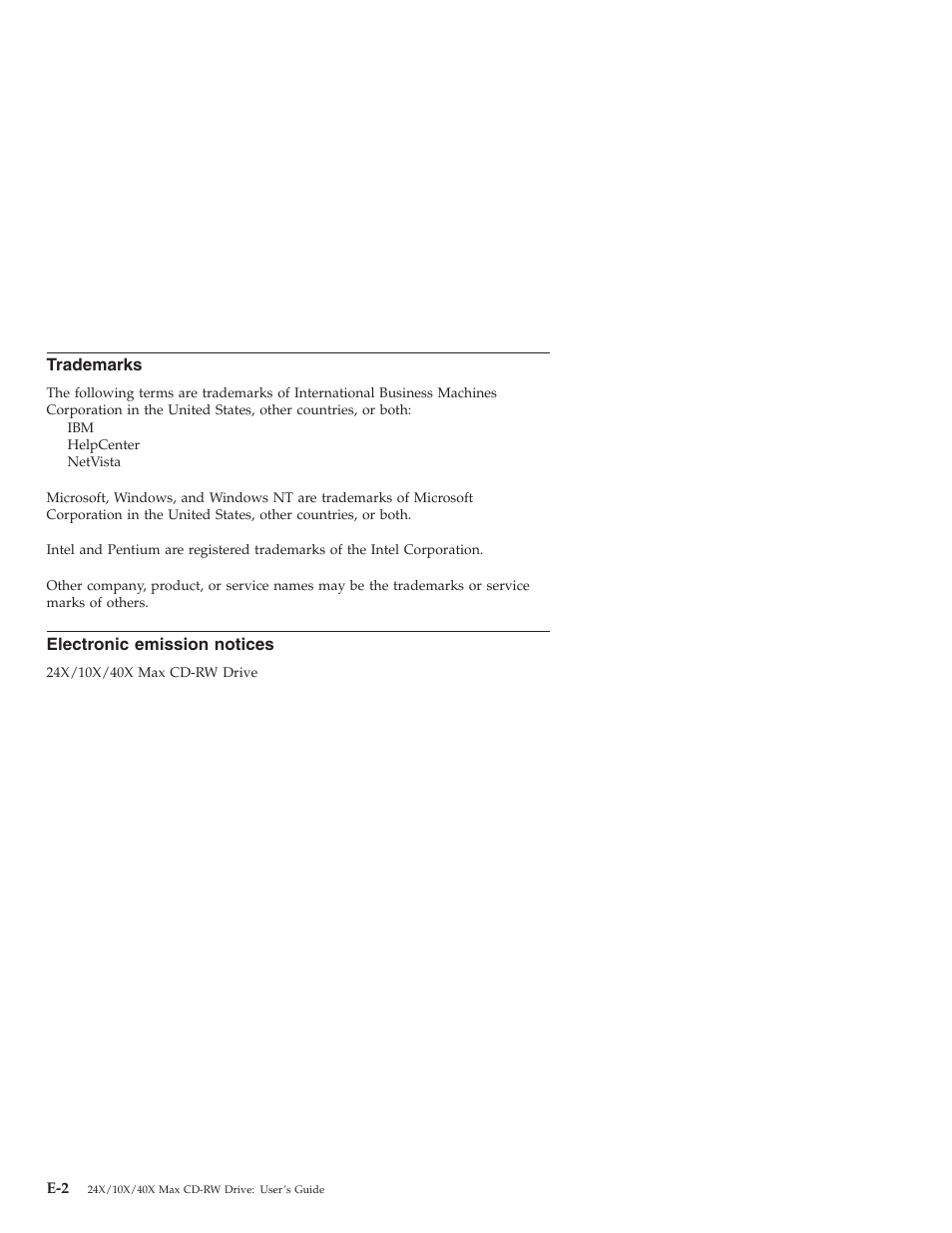 Trademarks, Electronic emission notices | IBM 22P6969 User Manual | Page 52 / 54