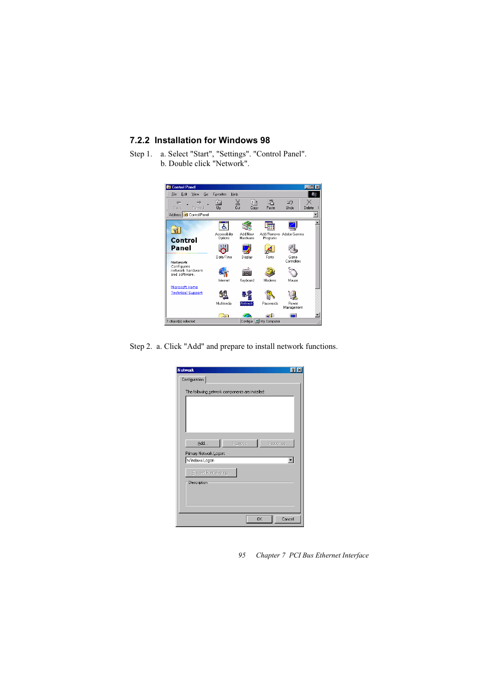 2 installation for windows 98 | IBM 100/10 User Manual | Page 105 / 162
