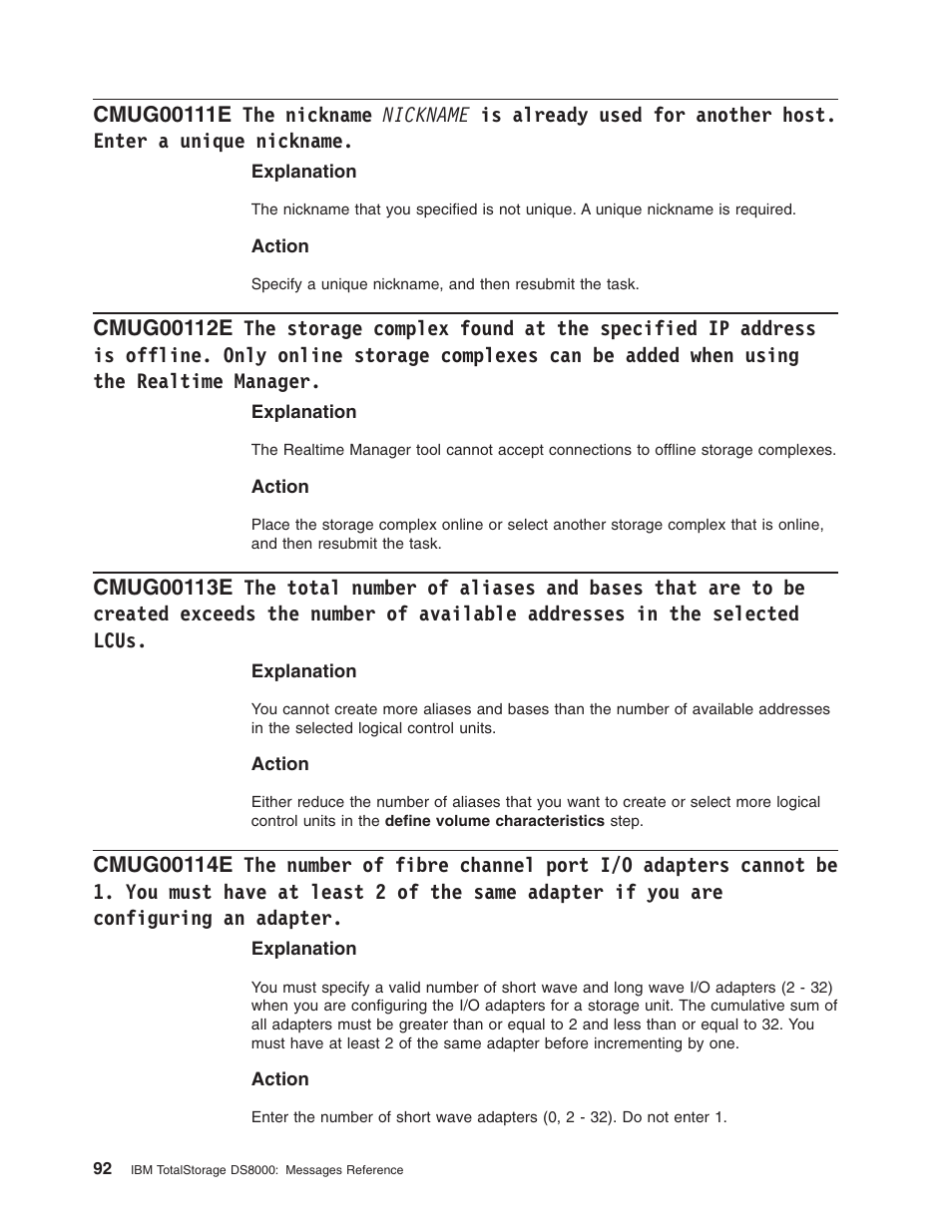Nickname, Already, Used | Another, Host, Enter, Unique, Storage, Complex, Found | IBM TOTAL STORAGE DS8000 User Manual | Page 112 / 374