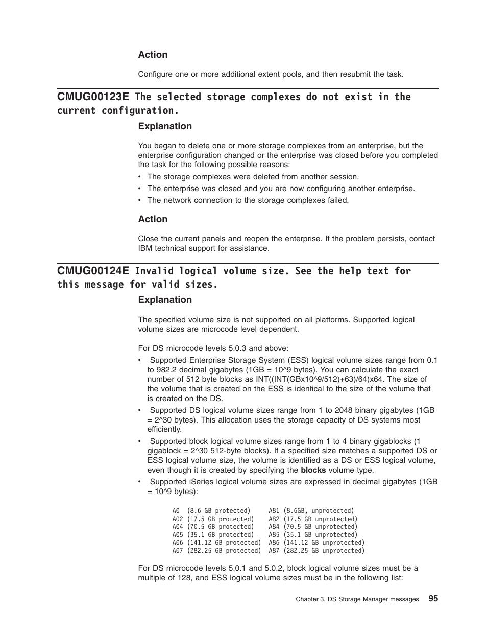 Selected, Storage, Complexes | Exist, Current, Configuration, Invalid, Logical, Volume, Size | IBM TOTAL STORAGE DS8000 User Manual | Page 115 / 374