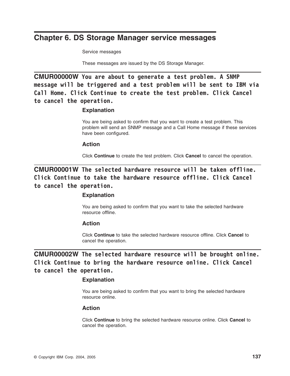 Chapter 6. ds storage manager service messages, Chapter, Storage | Manager, Service, Messages, About, Generate, Test, Problem | IBM TOTAL STORAGE DS8000 User Manual | Page 157 / 374