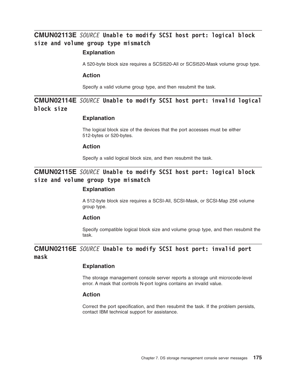 Source, Unable, Modify | Scsi, Host, Port, Logical, Block, Size, Volume | IBM TOTAL STORAGE DS8000 User Manual | Page 195 / 374