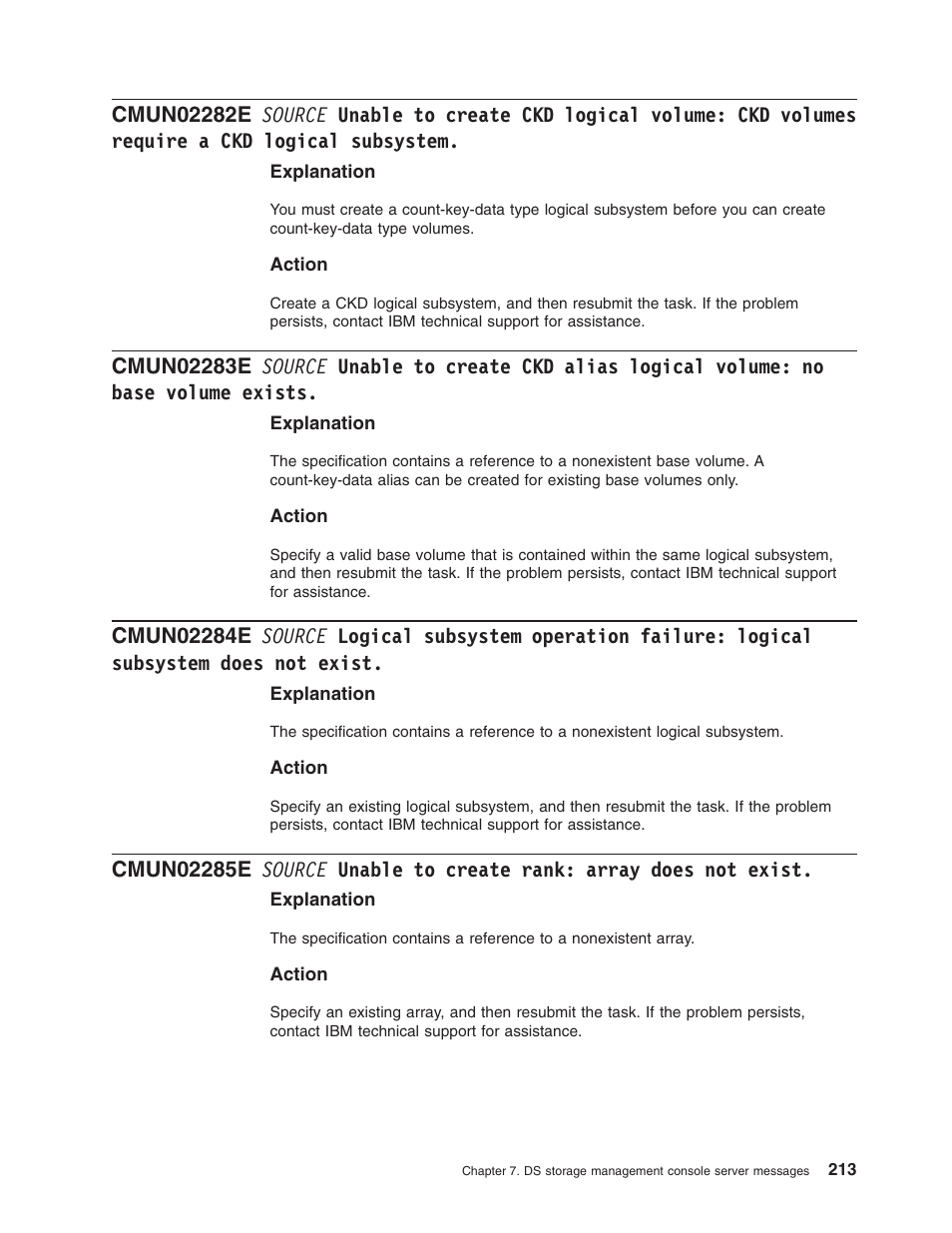 Source, Unable, Create | Logical, Volume, Volumes, Require, Subsystem, Alias, Base | IBM TOTAL STORAGE DS8000 User Manual | Page 233 / 374
