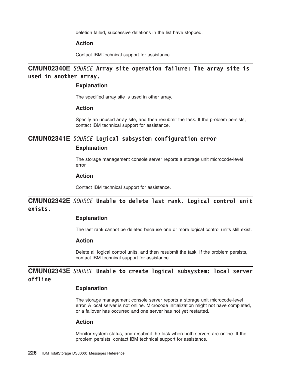 Source, Array, Site | Operation, Failure, Used, Another, Logical, Subsystem, Configuration | IBM TOTAL STORAGE DS8000 User Manual | Page 246 / 374