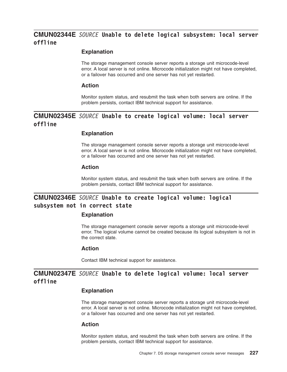 Source, Unable, Delete | Logical, Subsystem, Local, Server, Offline, Create, Volume | IBM TOTAL STORAGE DS8000 User Manual | Page 247 / 374