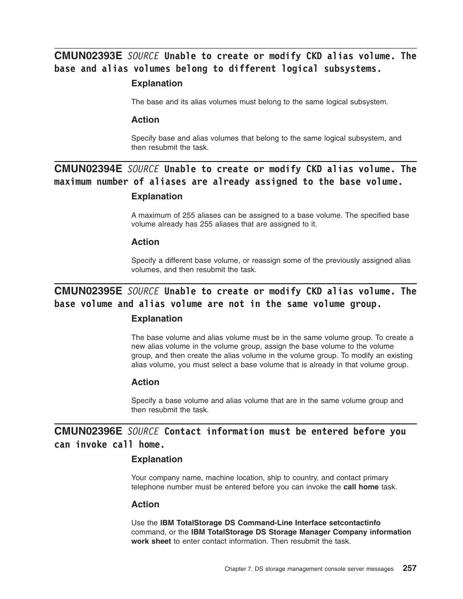 Source, Unable, Create | Modify, Alias, Volume, Base, Volumes, Belong, Different | IBM TOTAL STORAGE DS8000 User Manual | Page 277 / 374