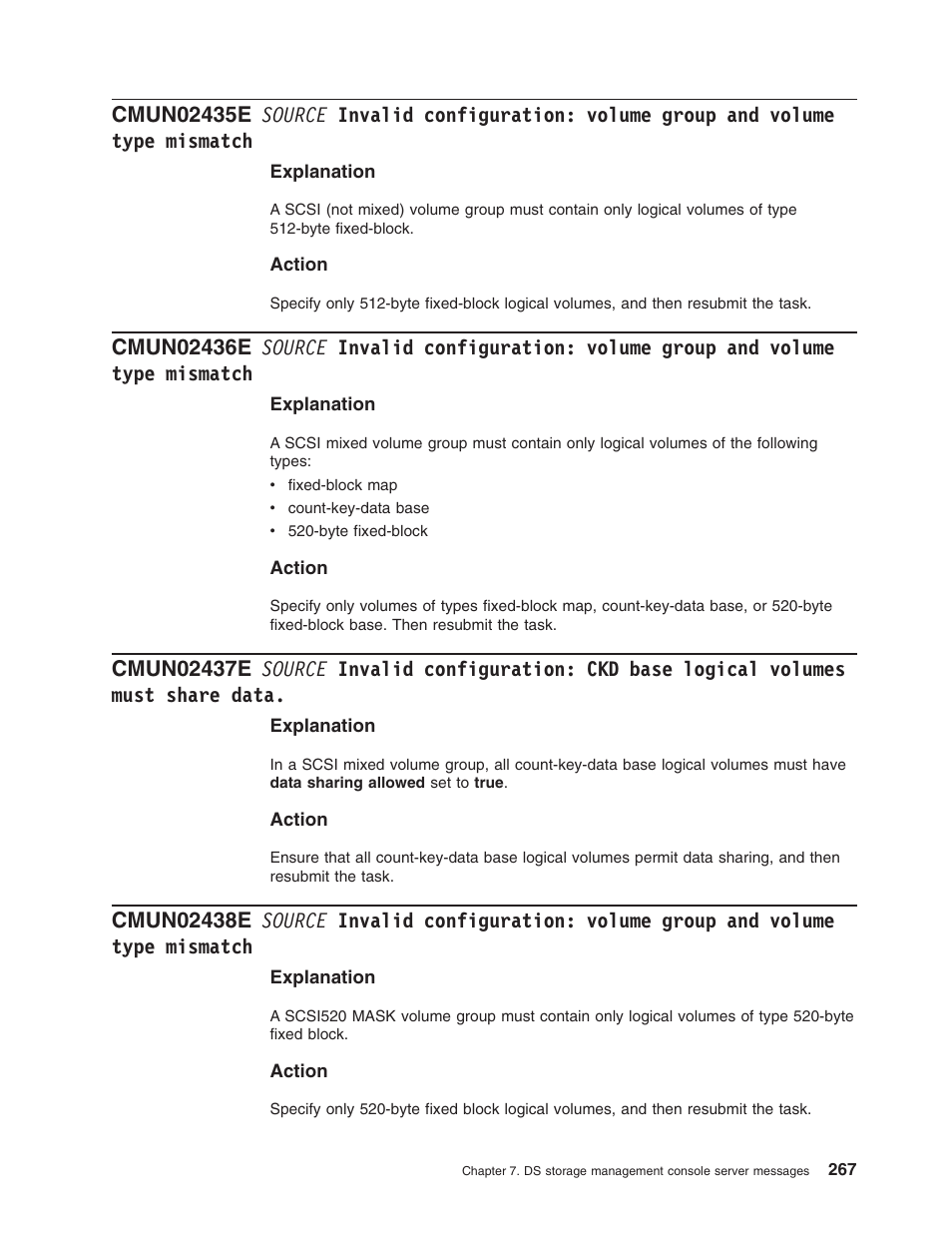 Source, Invalid, Configuration | Volume, Group, Type, Mismatch, Base, Logical, Volumes | IBM TOTAL STORAGE DS8000 User Manual | Page 287 / 374