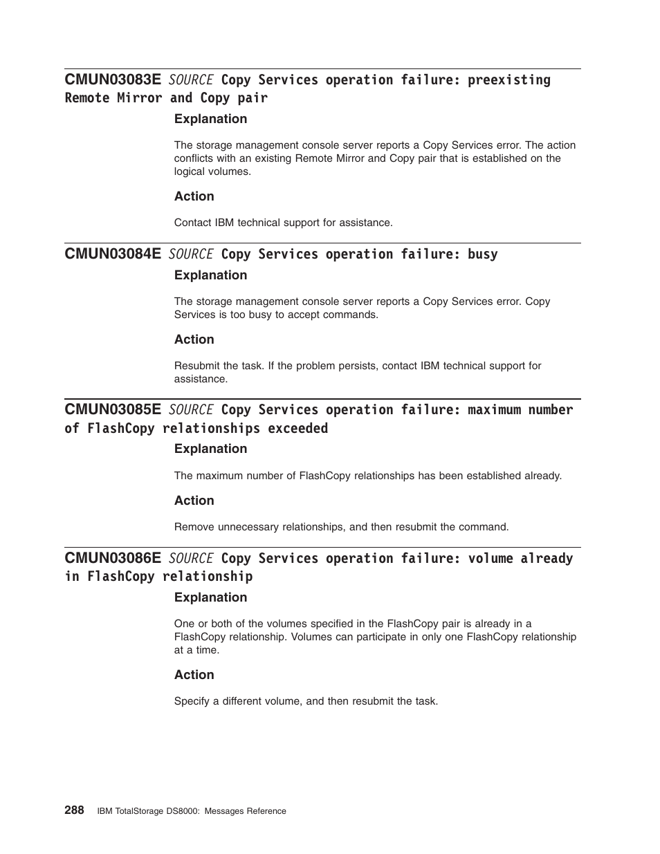 Source, Copy, Services | Operation, Failure, Preexisting, Remote, Mirror, Pair, Busy | IBM TOTAL STORAGE DS8000 User Manual | Page 308 / 374