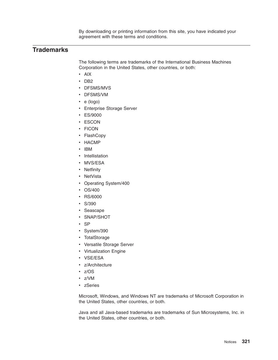 Trademarks | IBM TOTAL STORAGE DS8000 User Manual | Page 341 / 374