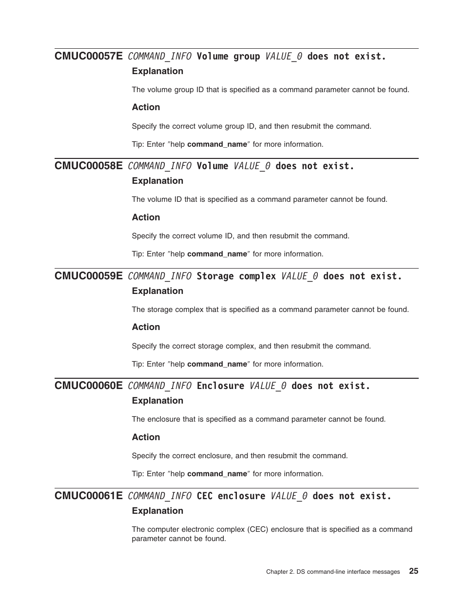 Command_info, Volume, Group | Value_0, Does, Exist, Storage, Complex, Enclosure | IBM TOTAL STORAGE DS8000 User Manual | Page 45 / 374