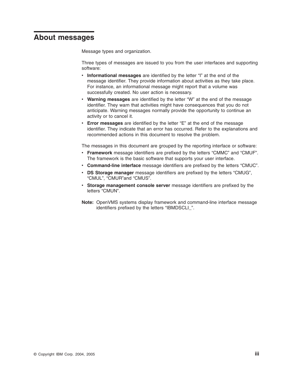 About messages, About, Messages | IBM TOTAL STORAGE DS8000 User Manual | Page 5 / 374
