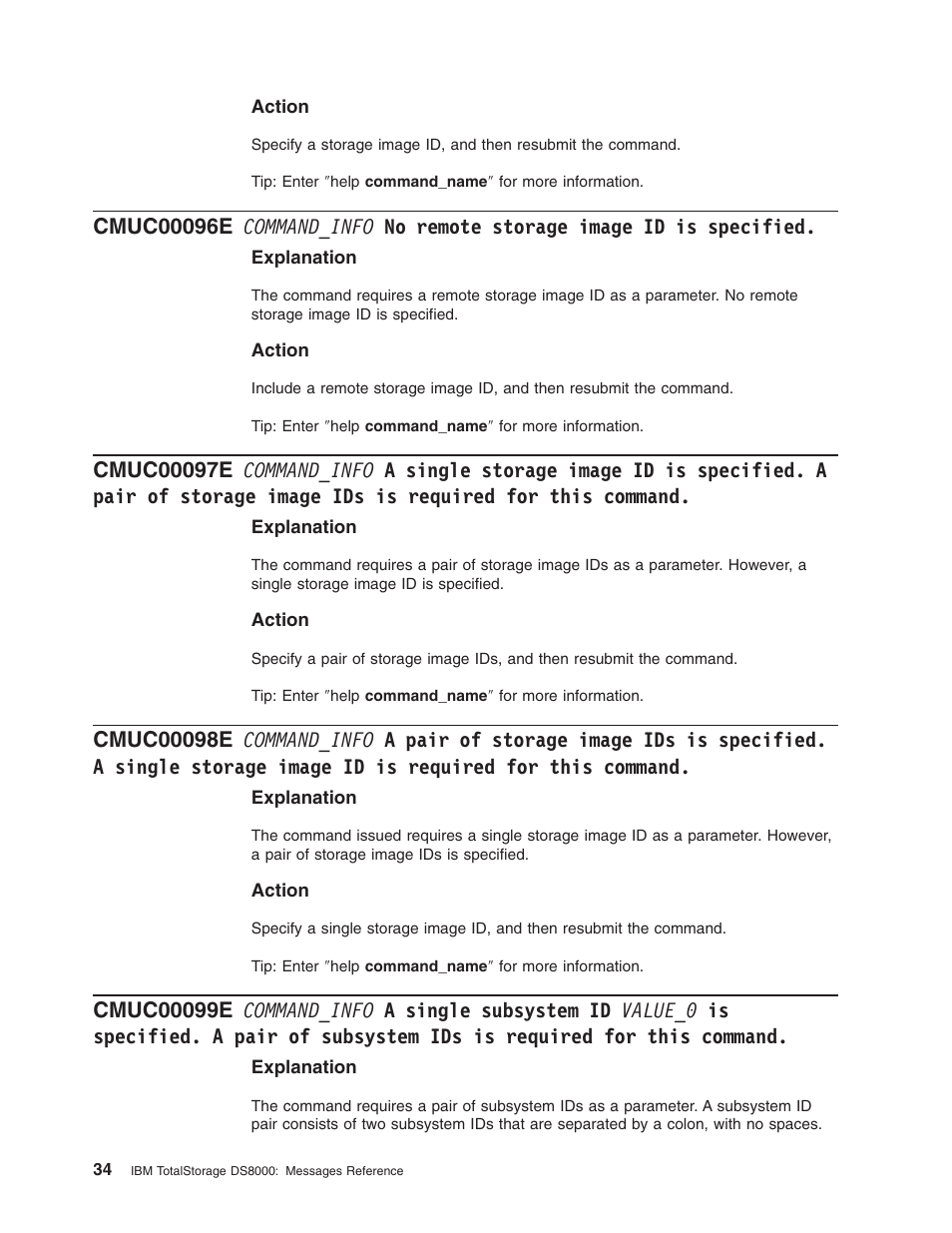 Command_info, Remote, Storage | Image, Specified, Single, Pair, Required, This, Command | IBM TOTAL STORAGE DS8000 User Manual | Page 54 / 374