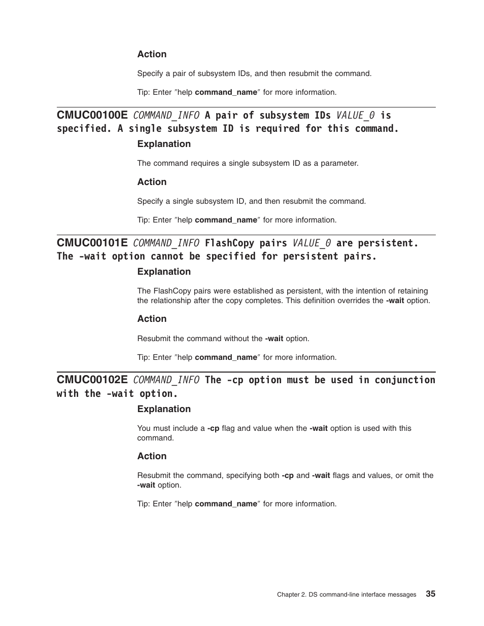 Command_info, Pair, Subsystem | Value_0, Specified, Single, Required, This, Command, Flashcopy | IBM TOTAL STORAGE DS8000 User Manual | Page 55 / 374