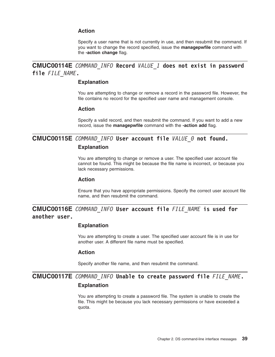 Command_info, Record, Value_1 | Does, Exist, Password, File, File_name, User, Account | IBM TOTAL STORAGE DS8000 User Manual | Page 59 / 374